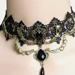 Gothic Blk Lace Necklace Collar Choker Vintage Chain Vampire Halloween Steampunk Black Photo 0