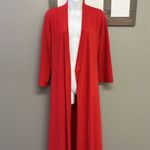 Vanity Fair Vintage Vibrant Red Full-Length Ribbed Wrap V-Neck Robe with Belt-Sm Photo 11