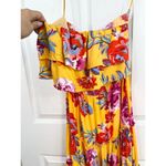 1. State  Yellow Floral Print Strapless Ruffled Tiered Summer Dress Size Small Photo 6