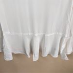 Theory  Women's Silk Blouse Size Large‎ White Ruffle Hem & Sleeves Corporate Work Photo 4