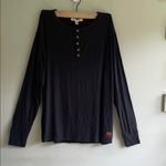 Peace Love World Black Long Sleeve Henley Shirt Photo 1