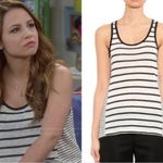 Vince Linen Mixed Stripe Tank Top in Chalk Black Size Small NWT Photo 2