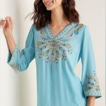 Soft Surroundings  River island turquoise embroidered tunic Photo 1