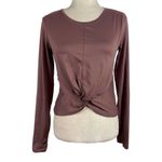 Zobha Laura Twist Front Long Sleeve Athletic Yoga Crop Top Mauve Size Small Photo 9