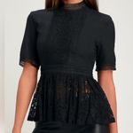 Scobe Elegant Black Lace peplum Top SZ:XL Photo 0