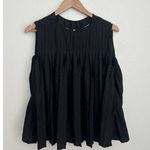 Vince Pleated Tank Top M Black Textured Sleeveless Minimal Office Work Career Photo 6