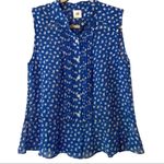 CAbi Electric Blouse #5530 Small Blue White Photo 1