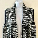 Anthropologie Angel of the North Roenne Cardigan Vest Black White Knit Sz Medium Photo 1