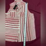 kim rogers Red and White Striped Button Down Shirt Photo 3