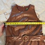 NWT Taylor Women Dress Sheath Faux Leather Sleeveless Brown Belted Above Knee 10 Photo 2