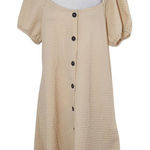 Sanctuary  Cream Puffy Sleeve Mini Dress NWT Size Medium Cream Button-Up Dress Photo 0