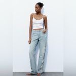 ZARA TRF MID-RISE WIDE LEG RIPPED JEANS FULL LENGHT Size 6 NEW Photo 2