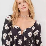 American Eagle  Outfitters Black Floral Dress BabyDoll Fairy Western Medium Photo 0