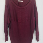 We The Free Free People burgundy colored waffle knot scoop neck oversized top. S Photo 0