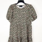 ASOS Design Black Ditsy Floral Print Puff Sleeves Tiered Smock Dress, Size 6 Photo 4