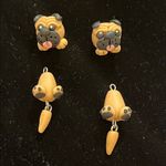 Cute Pug Dog Earrings Tan Photo 3