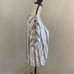 Hem & Thread Cold Shoulder Blouse Medium Navy Blue White Striped Short Sleeve M Photo 1