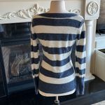 Kaisely Cozy Angora Lambswool  V Neck Sweater Comfy Blue Stripe Pullover fits S M Photo 2