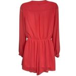 EXPRESS Bright Melon Chiffon Romper Shorts Pockets Zip Front NWOT Size XS Photo 7
