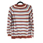 Market & Spruce Womens Striped Cotton Blend Sweater Rust Red White Blue Size M Photo 1