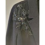 Chico's New 00 Xs black beaded shoulder long sleeve heavy thick knit blazer jewel Photo 4