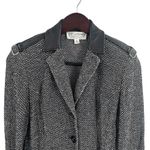 St. John Blazer Size 2 Black Leather Detail 3 Button Photo 1