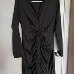 NWOT Satin Ruched Front Tie Shirt Dress (S) Photo 1