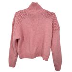 Free People  Pink Bobble Knit Turtleneck Mockneck Sweater Size Small Cozy Boho Photo 1