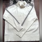 Lou & grey  NWT 1/4 zip Sweater top. Sz L Cream w Gray Stripe Photo 0