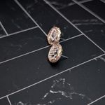 Vintage Stud Earrings Black & White Scale Pattern With Gold Tone Halo Photo 2