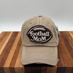 FOOTBALL MOM ADJ. BALL CAP COTTON KHAKI FREYED EDGES NEW Tan Photo 1