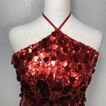 Red Sequin Mini Dress M Cocktail Party Zip Side Stretchy Chic Glam Club Festive Size M Photo 1