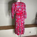Vintage 80s Designer Diane Freis 100% Silk Beaded Plunge‎ Floral Midi Dress S M Red Photo 7