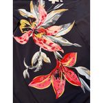 Chico's Gathered Hem Navy Blue Floral Print Short Sleeve Top 100% Cotton Size 2 L Photo 5