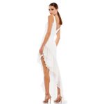 Mac Duggal  White Asymmetrical‎ Ruffled V-Neck Sleeveless Chiffon Dress Photo 1