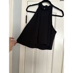 ZARA  Woman Halter Crop Top Flowy Sleeveless Black Large NEW NWT Photo 2