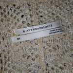 Anthropologie  Womens Tan Natural Cropped Lace Cardigan Sweater‎ M/L Medium Large Photo 3