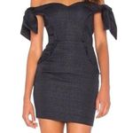 Misha Revolve Dahlia tweed off shoulder mini dress navy Blue Size 4 Photo 0