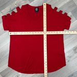 Bobeau ‎ Ladder Cutouts Short Sleeve T Shirt Red Small Cold Shoulder Photo 10