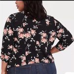 Torrid Womens Plus 2X Black Floral Knit Crepe Drape Blazer Open Jacket Size 14 Photo 1
