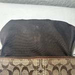 Coach Signature Canvas Wristlet Clutch Brown Tan Monogram Logo Small Pouch 6x4 Photo 8