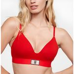 Victoria's Secret VS Shine Patch Logo T-Shirt Lightly Lined Wireless Bra 36D Red Photo 0