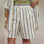 Anthropologie  neon and navy striped Bermuda shorts Photo 3