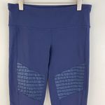 Alo Yoga Rich Navy Blue Ribbed High Waisted Moto Atheltic Workout Leggings Photo 4