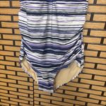 Swimsuits For All Purple And Blue Stripe‎ One Piece Halter Swimsuit Size 16 Photo 3