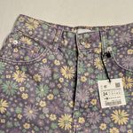 ZARA  Purple Floral Jean Shorts, Denim, Button Front, NWT, Size 2 Photo 2