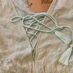 Listicle  NWT Romper Large Sage Mint Green Shorts Embroidered Lace Sheer Sleeves Photo 2