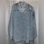 Risen NWT Women's Hooded Oversized Denim Jacket Distressed W/Zip + Button Photo 6