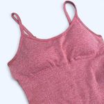 heathered red spaghetti strap activewear romper Pink Photo 1