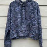 ALLSAINTS  Tygers Ragland Hoody Blue Animal Print Women Sz Medium Cropped Hoodie Photo 0
